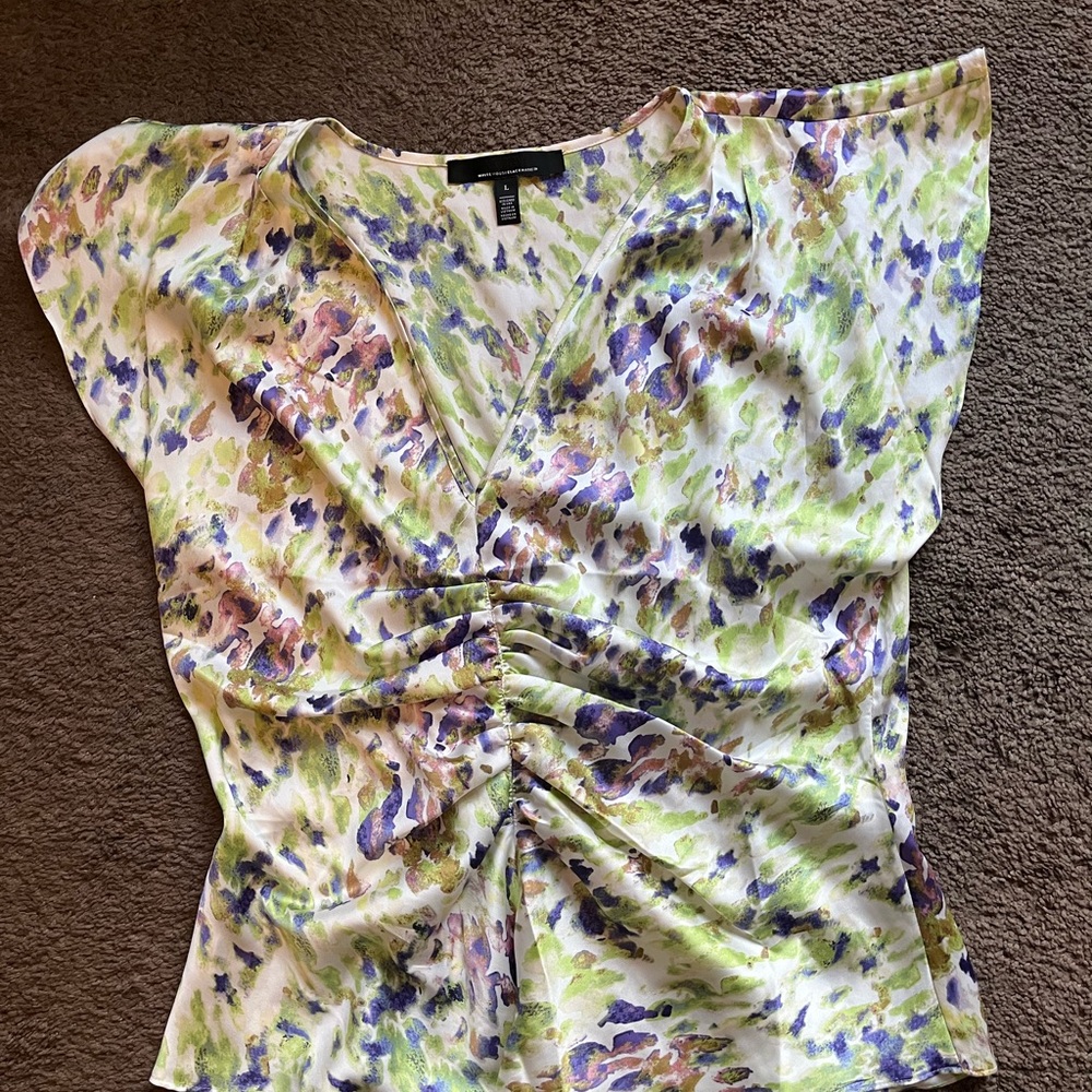White House Black Market Multicolor Ruched Blouse
